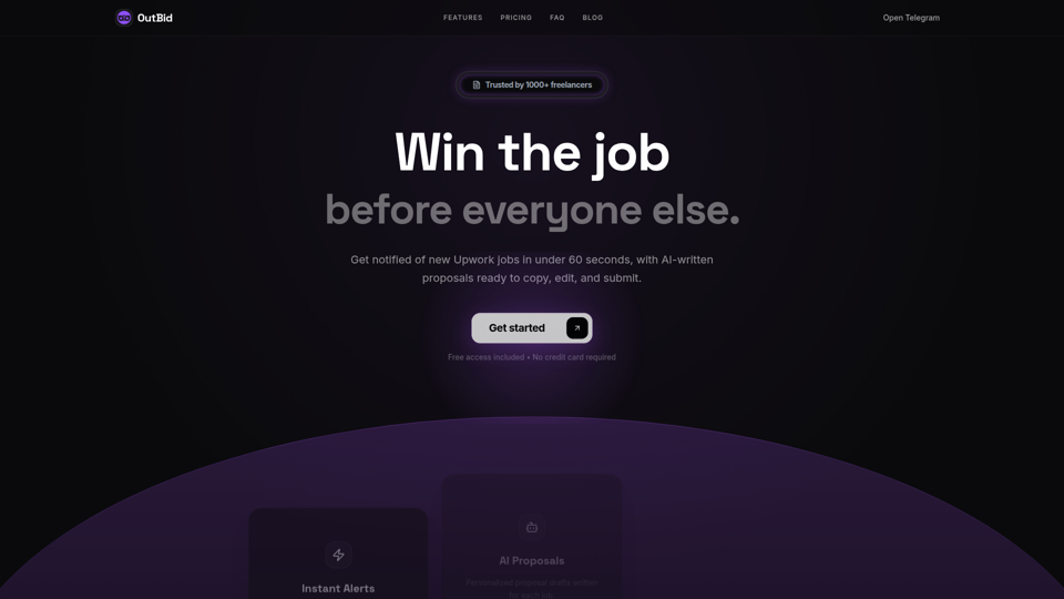 OutBid - Upwork Job Alerts in 60 Seconds | AI Proposal Writer