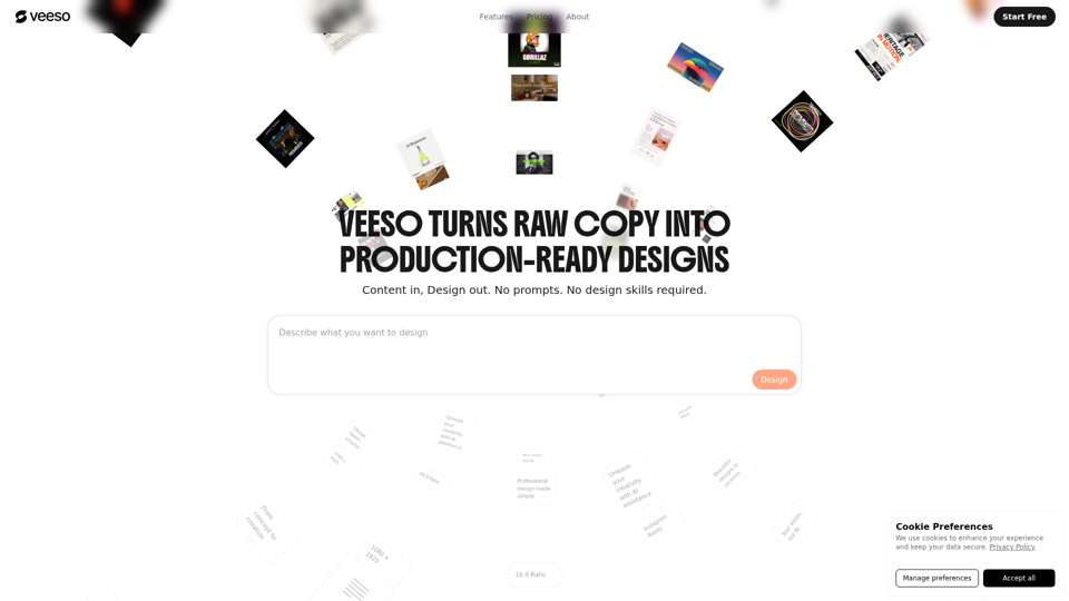 Veeso AI｜将原始内容转化为可交付的设计作品