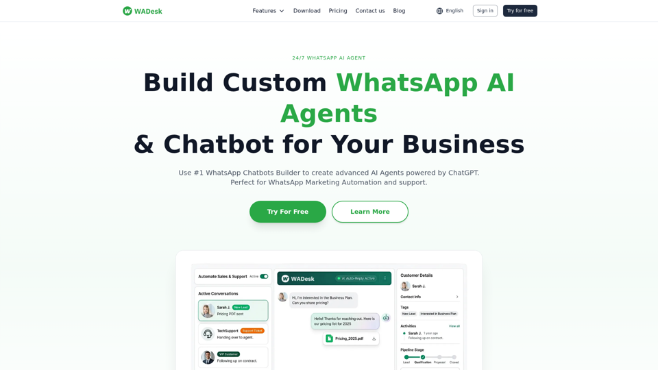 Best WhatsApp AI Agents & Chatbot for Business | WADesk CRM