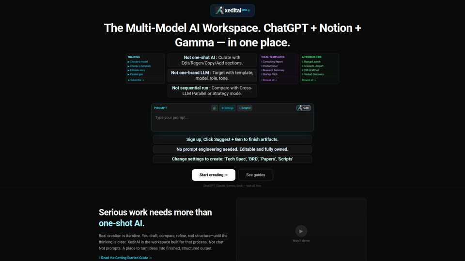 xeditai - Gen AI Studio | Create with Every AI Model in One Workspace