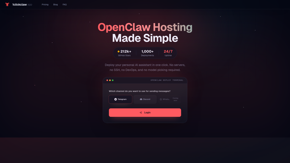 1ClickClaw - OpenClaw ホスティング | ワンクリックAIボット