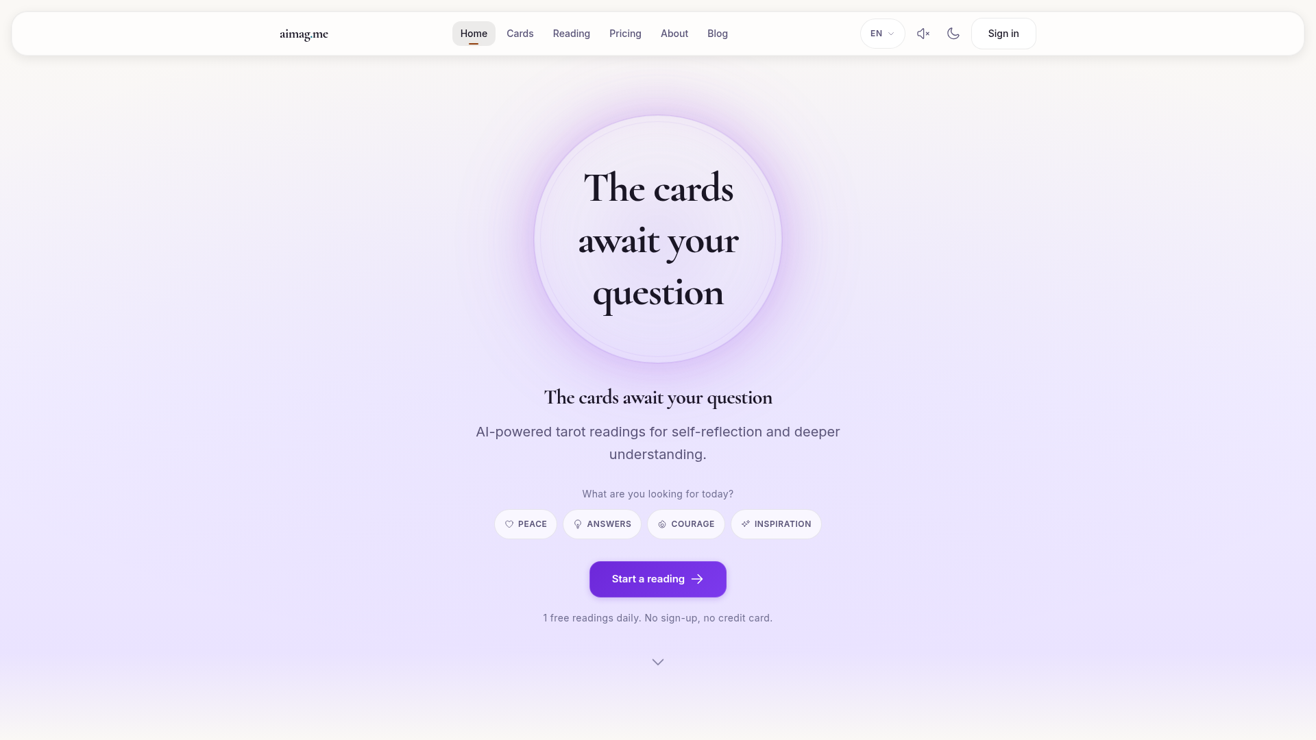 Free AI Tarot Reading — 78 Cards, 23 Spreads | aimag.me