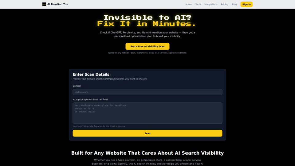 AI Mention You – Fix Your Ranking to AI in Minutes