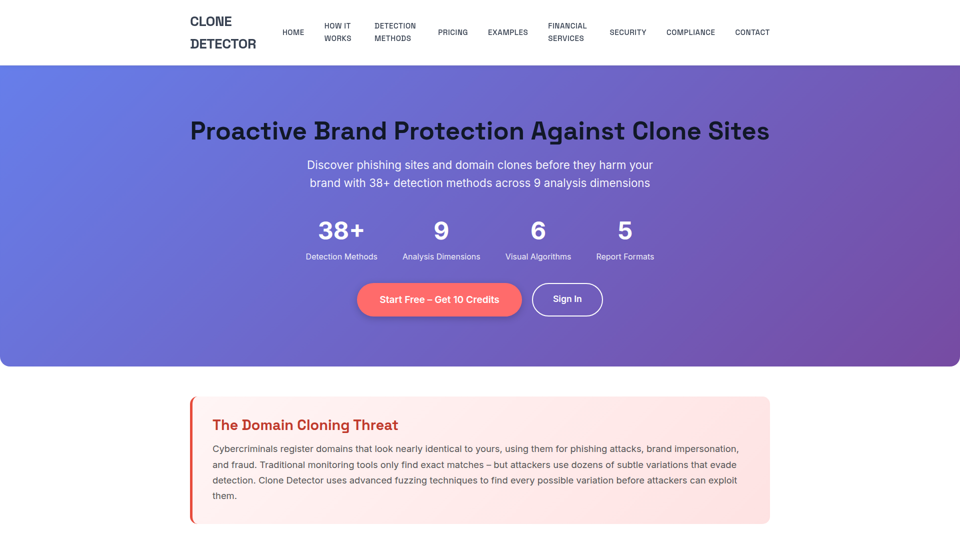 Détecteur de clones – Outil de protection de marque et de détection des sites de phishing