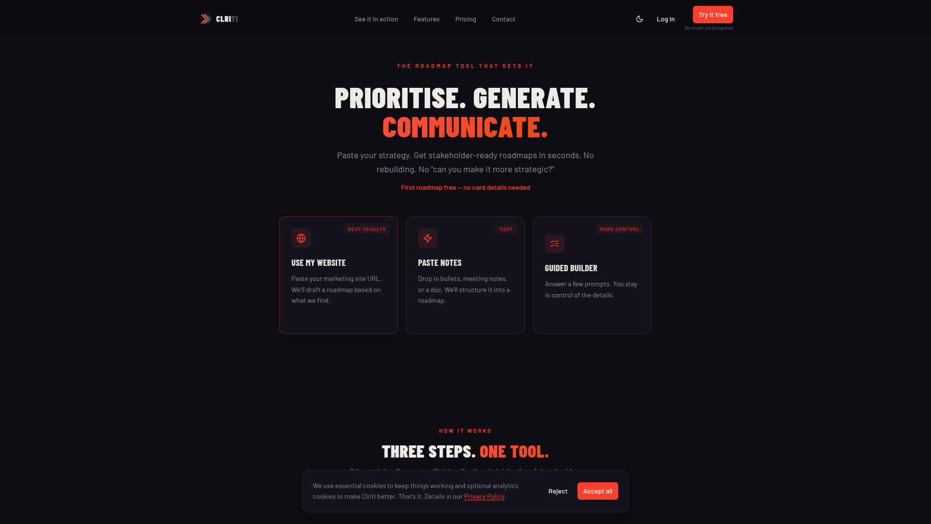 CLRITI — Paste Your Strategy, Get Three Roadmaps | AI Roadmap Tool