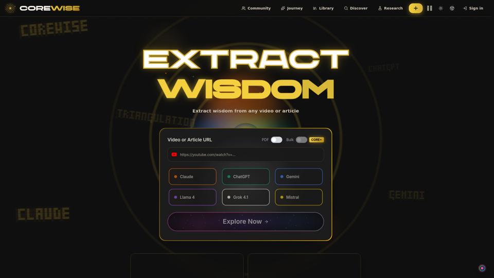 CoreWise - Extract Wisdom with Claude, Gemini, ChatGPT & More | Free