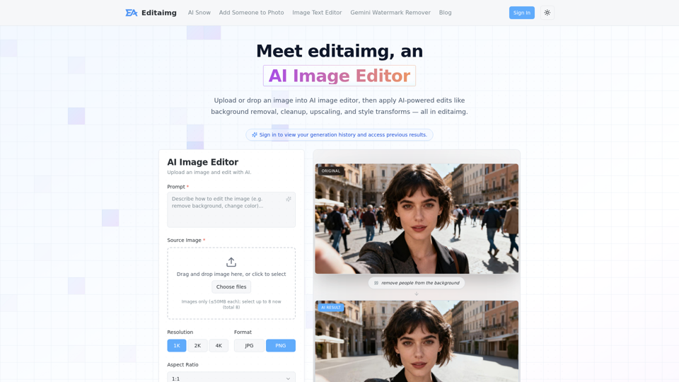 Editaimg: Edit and enhance photos with AI Image Editor