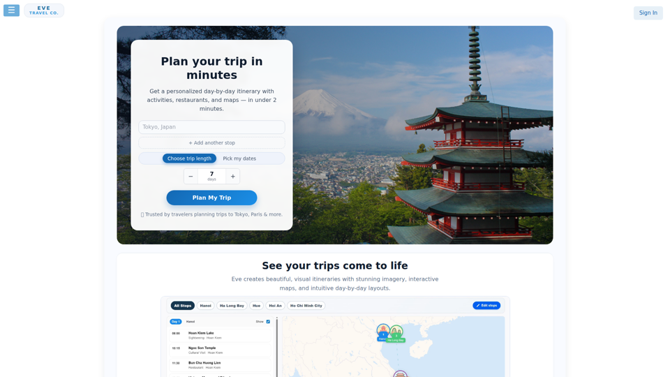 Eve – AI旅行プランナー