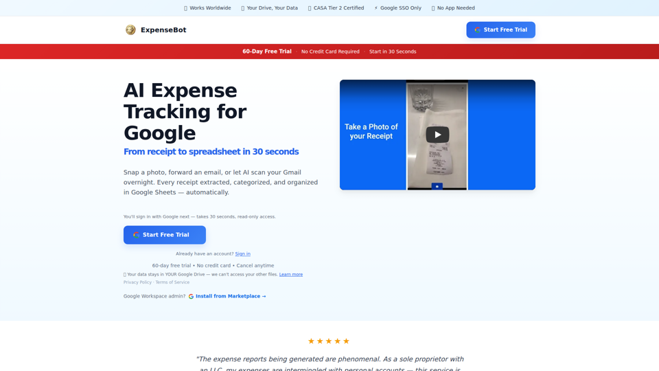 ExpenseBot - AI Expense Management for Google Workspace