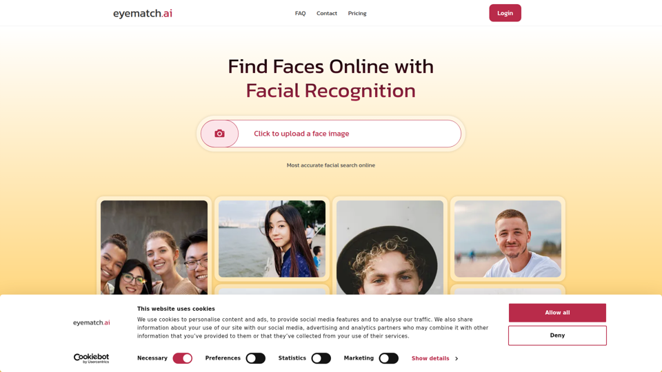 Eyematch.ai - オンラインで写真を見つけるためのAI顔検索