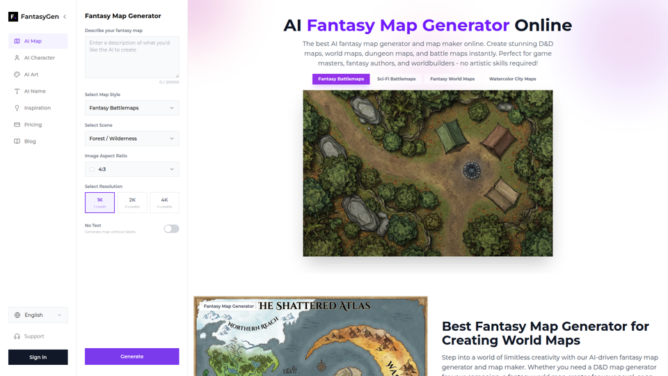 AI Fantasy Map Generator | Create Stunning Maps Instantly - FantasyGen