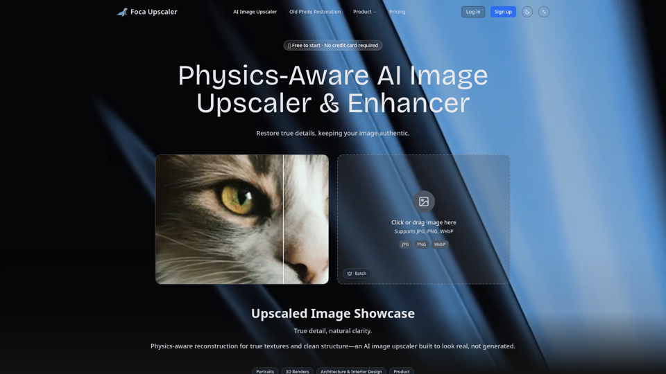 無料AI画像アップスケーラー＆高画質化：物理認識型 | Foca AI