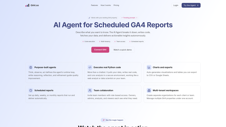 GA4.so — AI Agent for Google Analytics 4