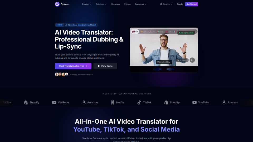 AI Video Translator & Dubbing with Lip-Sync | Genve AI
