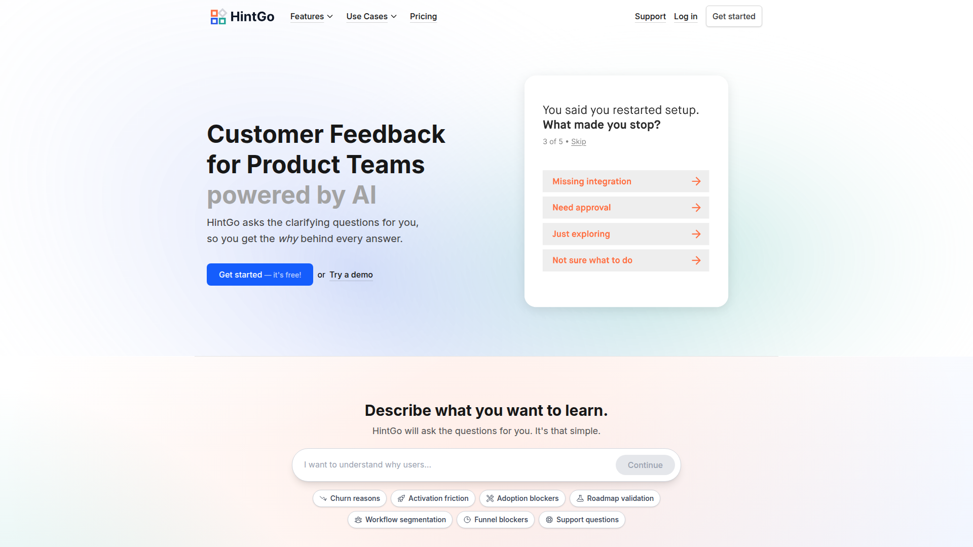 Customer Feedback for Product Teams | HintGo