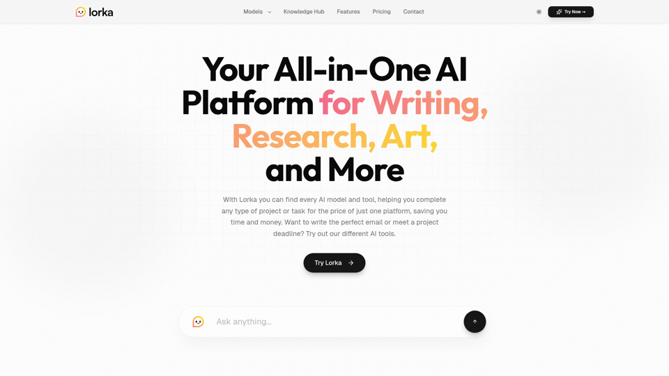 All-in-one-KI-Plattform mit mehreren Chat-Modellen | Lorka AI