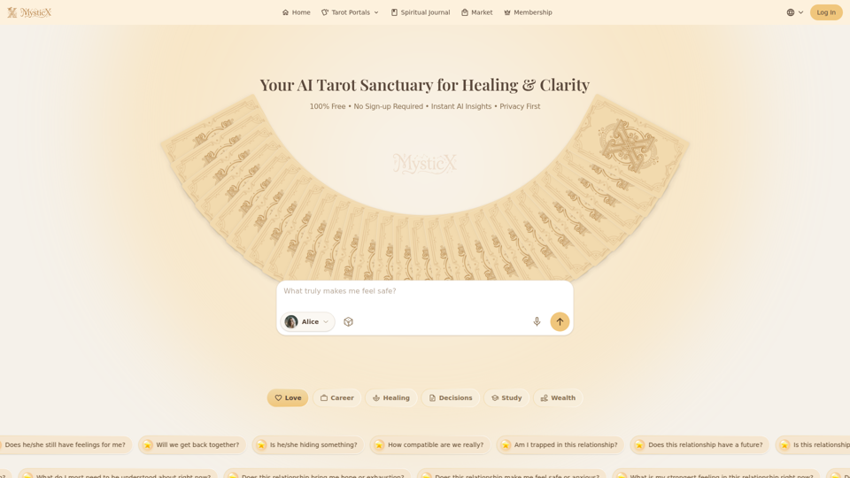 MysticX – Free AI Tarot Reading Online | No Signup