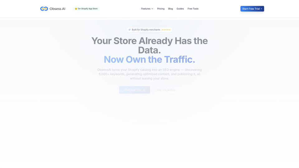 Obsess AI - KI-Content-Marketing für Shopify-Stores | Verzehnfachen Sie Ihren Traffic