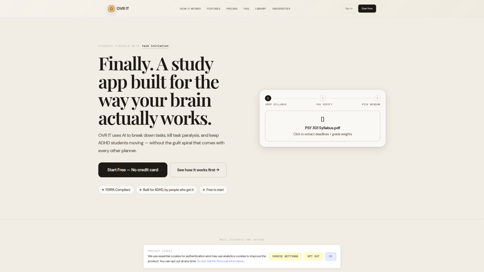 OVR IT — Planificador de estudio con IA para estudiantes con TDAH | Supera la parálisis ante las tareas