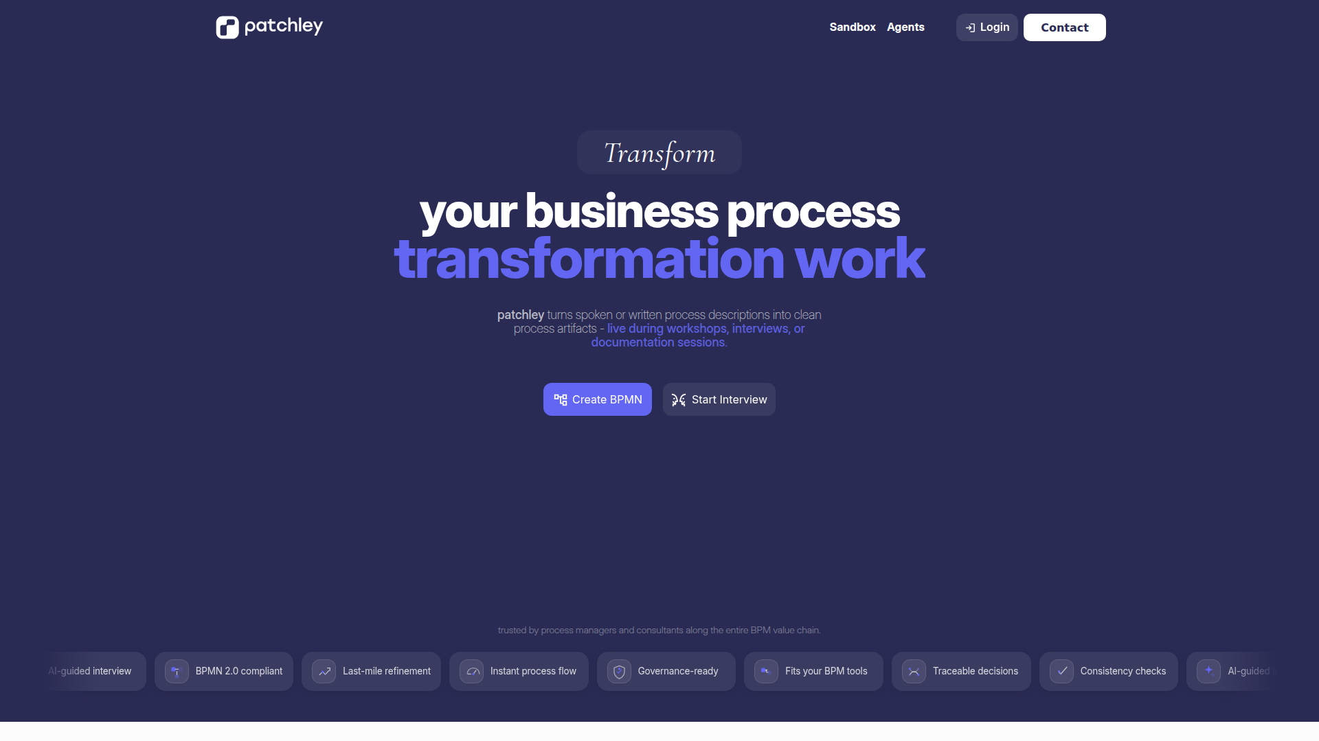 patchley | BPMN AI 生成器与编辑器