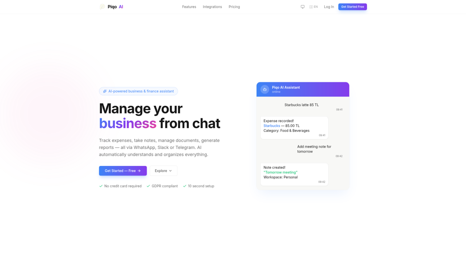 Piqo AI — Your Smart Business Assistant | AI İş Asistanı | KI-Geschäftsassistent