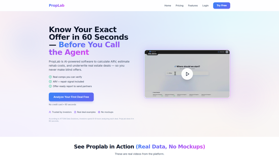PropLab - AI-Powered Real Estate Deal Underwriter