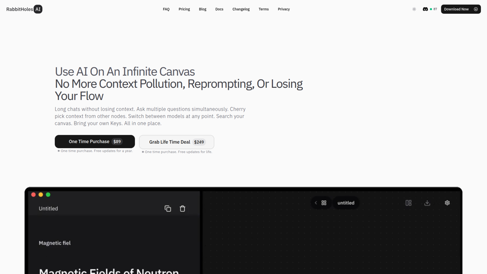 RabbitHoles AI - Infinite Canvas for AI Chat