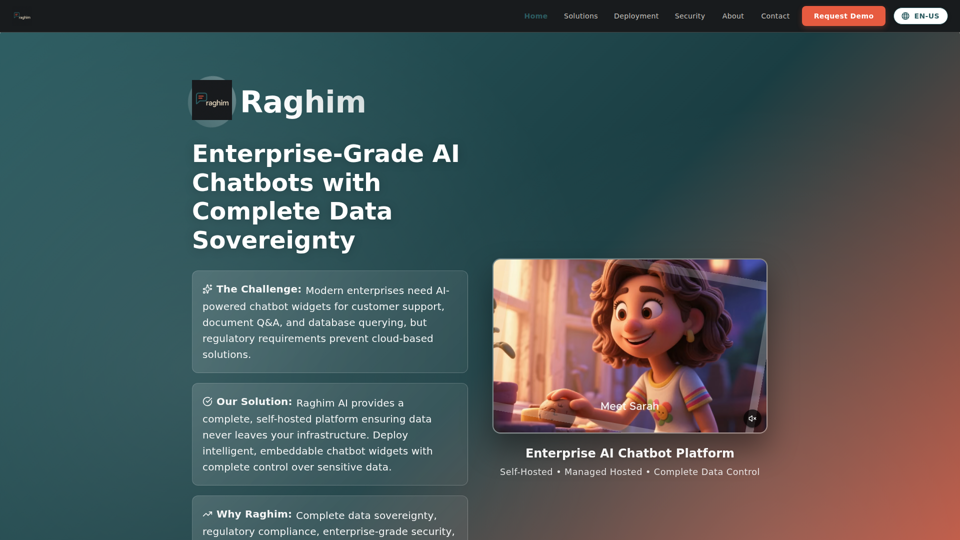 Raghim AI - Enterprise AI Chatbots with Complete Data Sovereignty