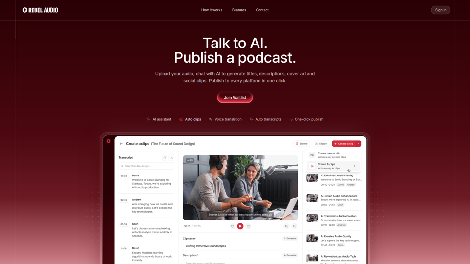 Rebel Audio - ソーシャルポッドキャスティングプラットフォーム