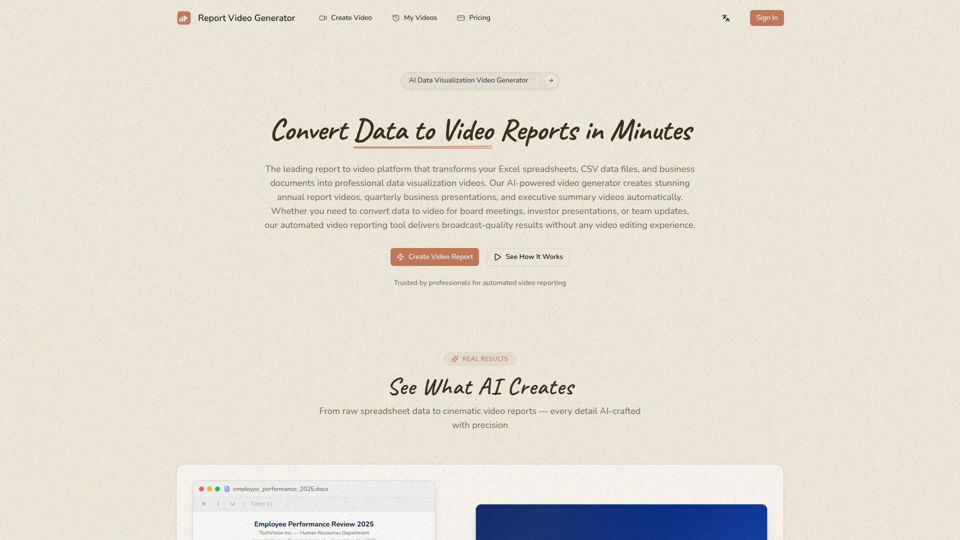 Report Video Generator | Excel to Video | Data to Video