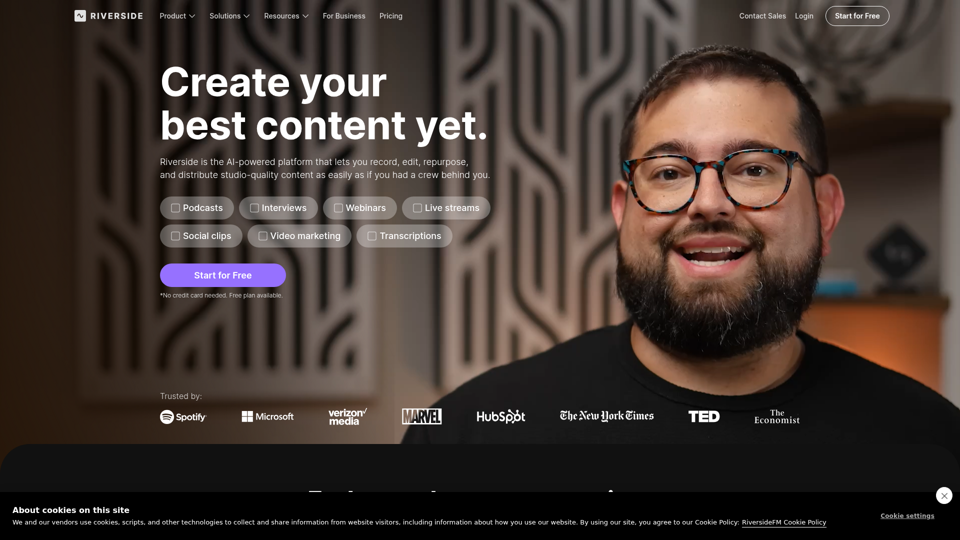 Riverside：HDポッドキャスト＆動画ソフトウェア | 無料録音・編集