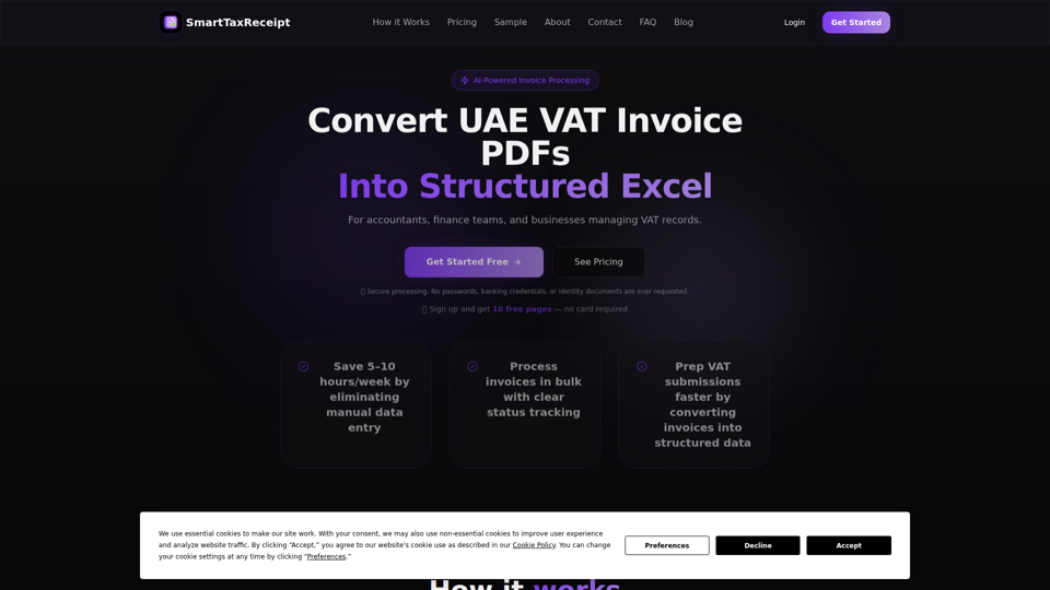 SmartTaxReceipt | UAE VAT Invoice Extraction to Excel
