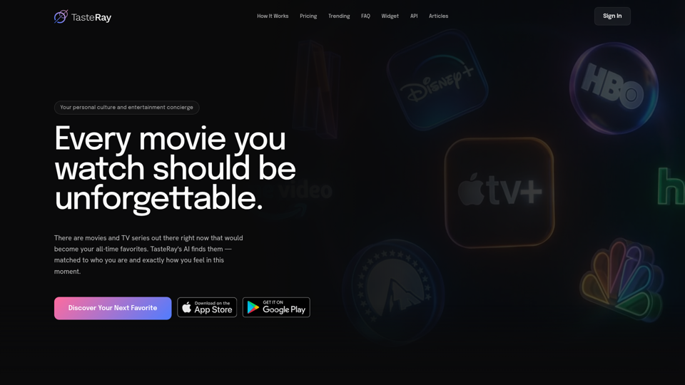 TasteRay — Discover Movies and TV Series You'll Remember Forever