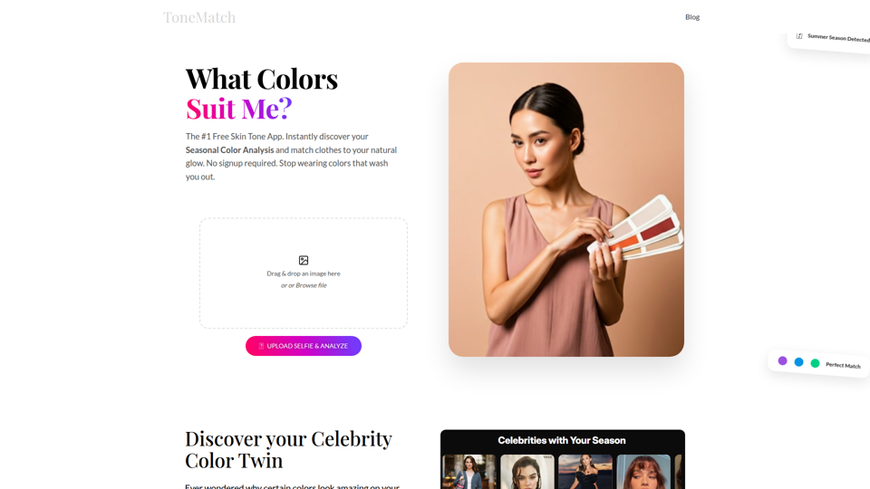 ToneMatch: Free Skin Tone Detector & Color Analysis (Online)