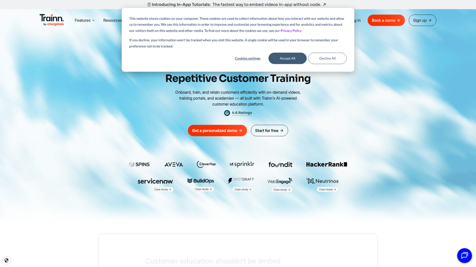 Kundenschulungsplattform für SaaS-Unternehmen | Trainn