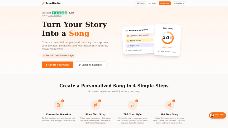 Custom Song Gift | Personalized Songs in 5 Minutes | TunedForYou | TunedForYou