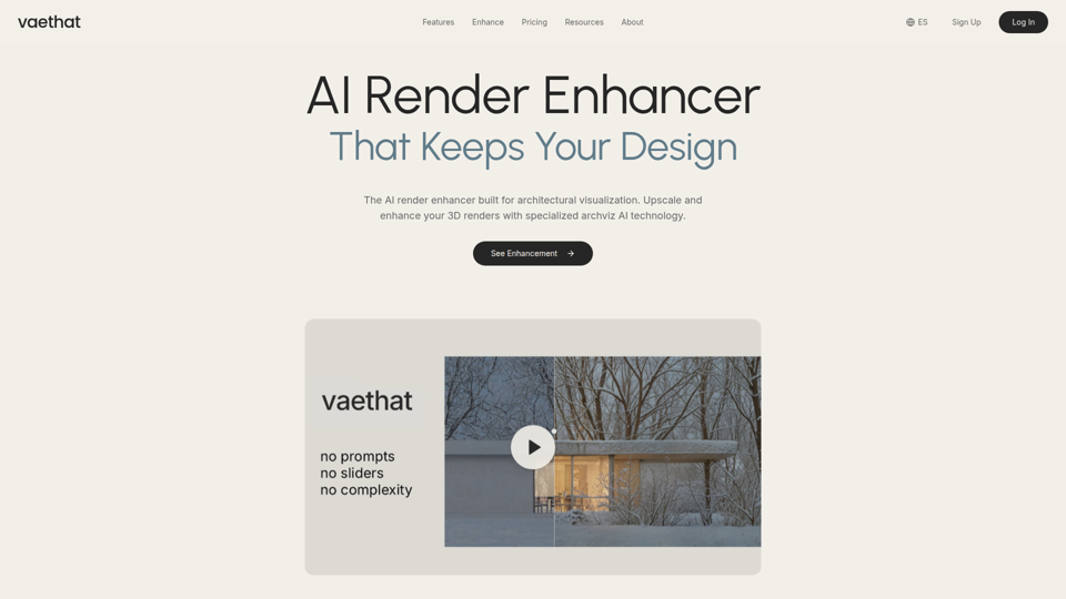 Vaethat | KI-Render-Enhancer für Archviz | Architektonisches Rendering