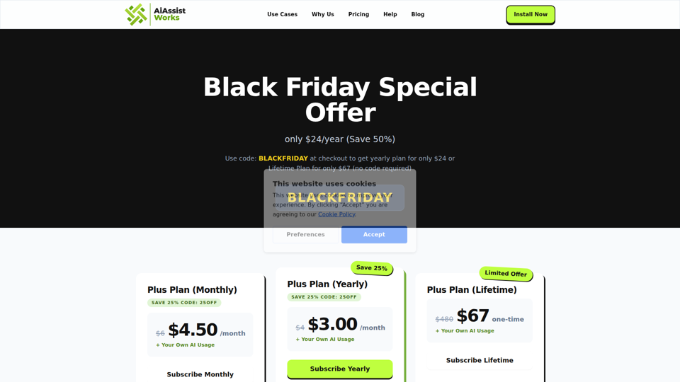 Oferta especial de Black Friday | AiAssistWorks