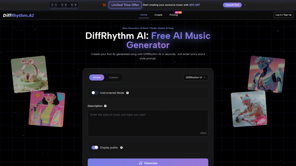 DiffRhythm: Free AI Music Generator - Fast Song Maker