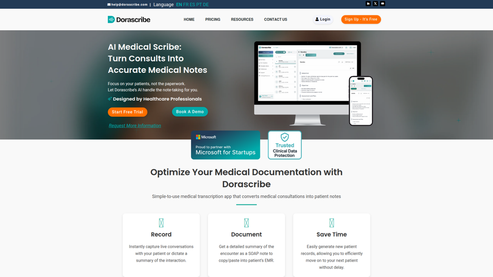 AI Medical Scribe for Doctors | Real-Time Charting AI - DoraScribe