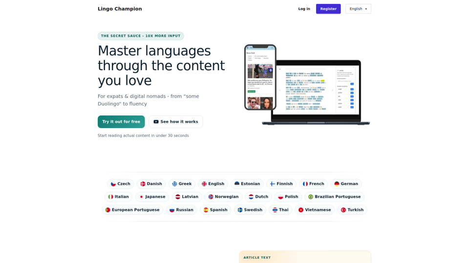 Master languages through the content you love