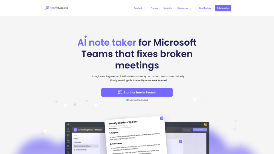 AI Note Taker for Microsoft Teams | TeamsMaestro