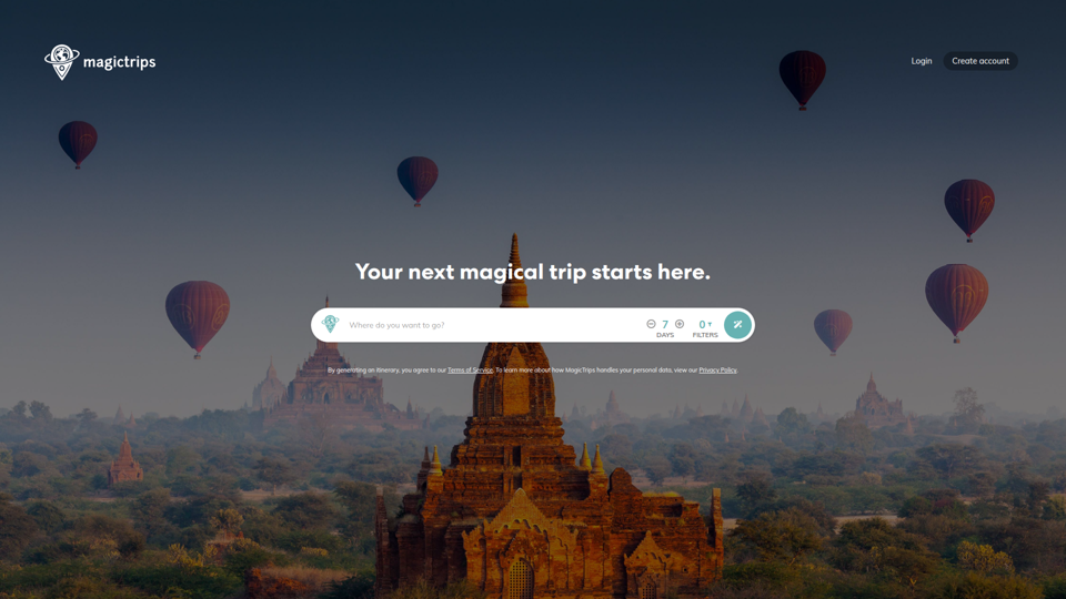MagicTrips AI Itinerary Generator - Your next magical trip starts here - Generate custom travel itineraries in seconds around your preferences