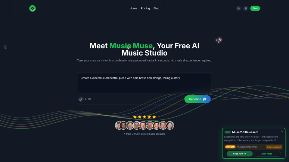 Music Muse | AI Song Generator & Free Music Maker Online