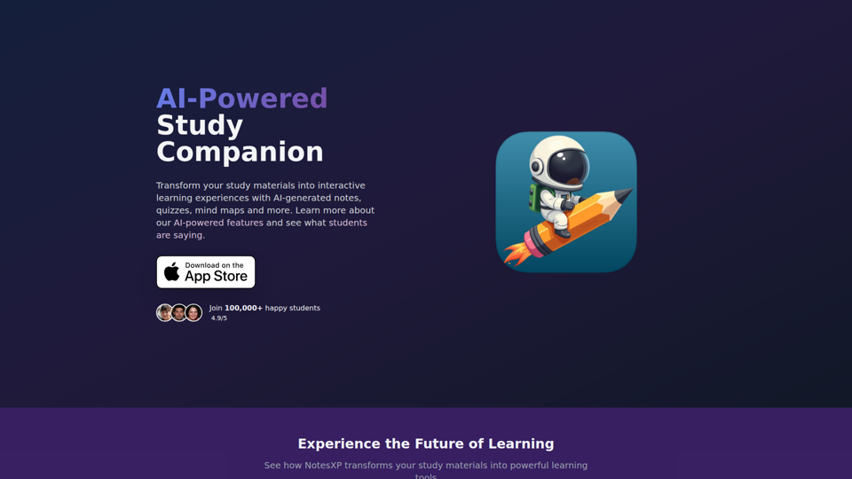 NotesXP | Top Rated AI Study App for Quizzes, Mind Maps & Flashcards