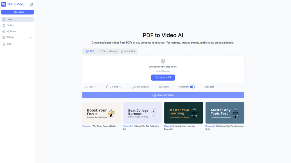 PDF to Video AI – Convert PDF & Any Contents to Video Online Free