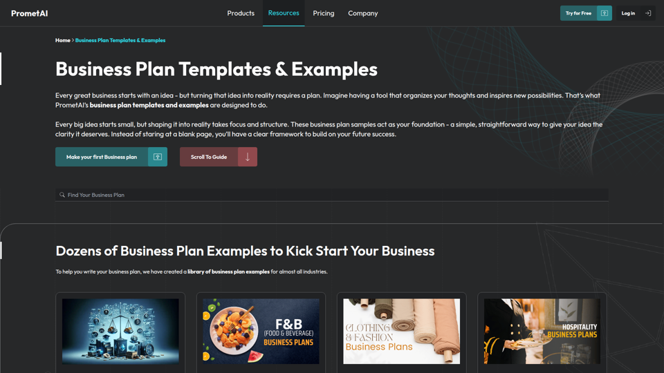 Free Business Plan Templates | Business Plan Examples | PrometAI