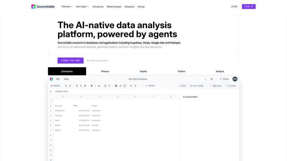 Sourcetable — AI Spreadsheet + AI Data Analyst + Excel AI