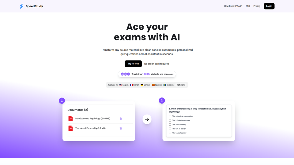 SpeedStudy — AI 考试备考 | 将笔记转化为摘要和测验