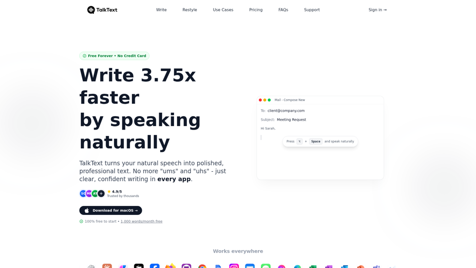 TalkText - Speech-to-Text with Smart Dictation